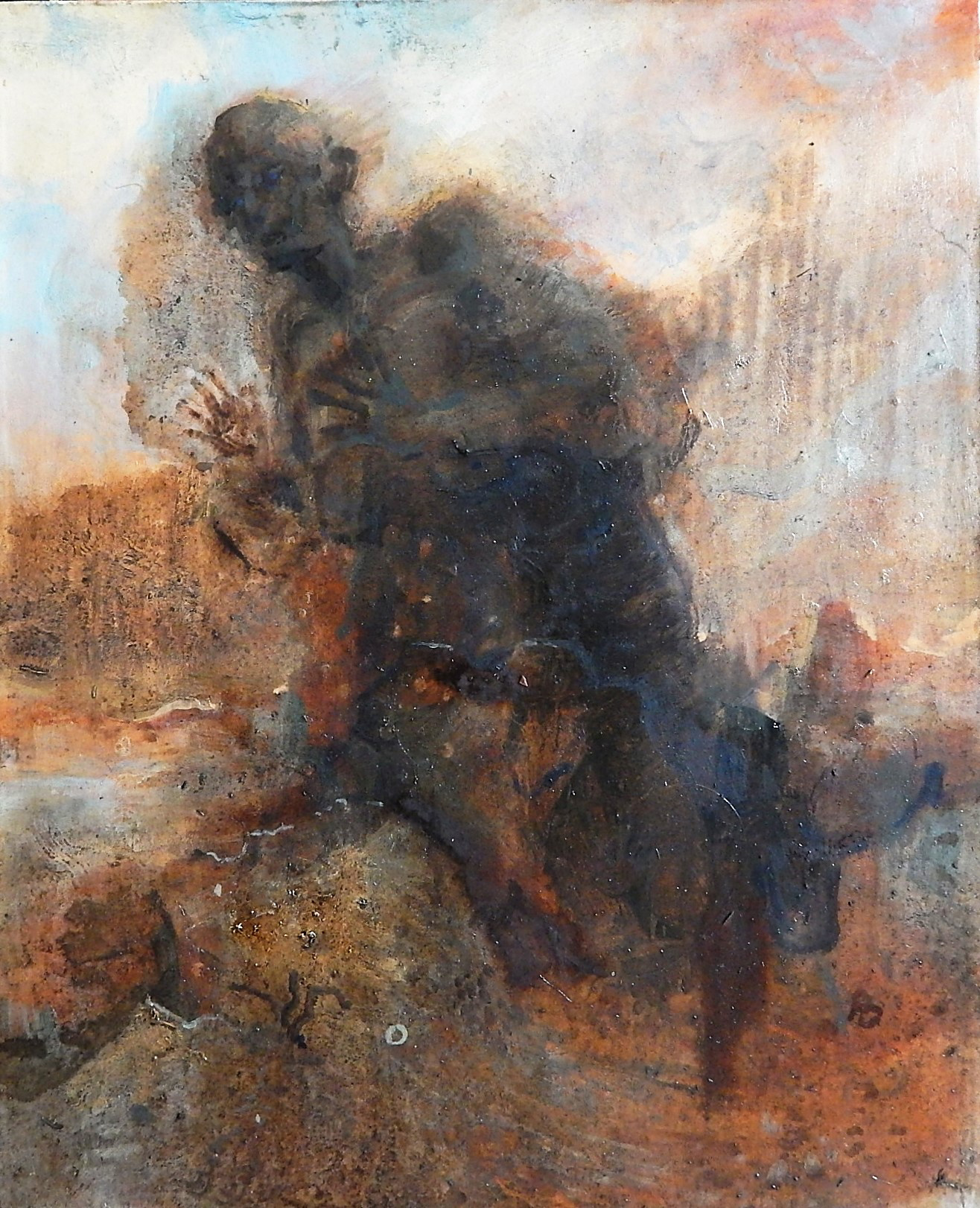 "Gigante di sabbia (cieco come la terra)", 2018  |  |Pittura ad olio su tela  |  30 x 35 cm