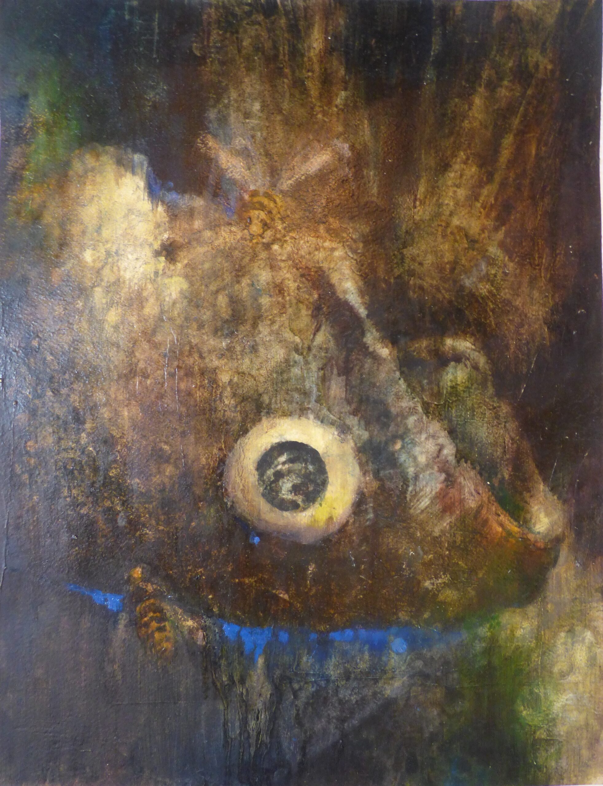 "Testa di pesce", 2017  |  Pittura ad olio su carta  |  45 x 58 cm